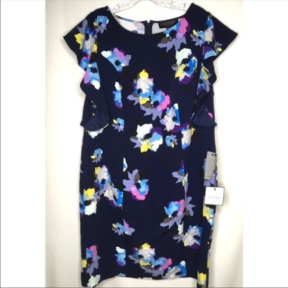 NWT Laundry floral flutter ruffle dress 14 W 1X - Picture 3 of 8